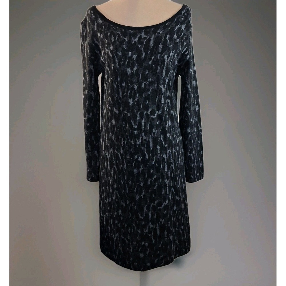 Chiaramente Womens Italian Knit Dress Sweater Dress Wool Blend Animal Print Sz M